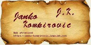 Janko Kompirović vizit kartica